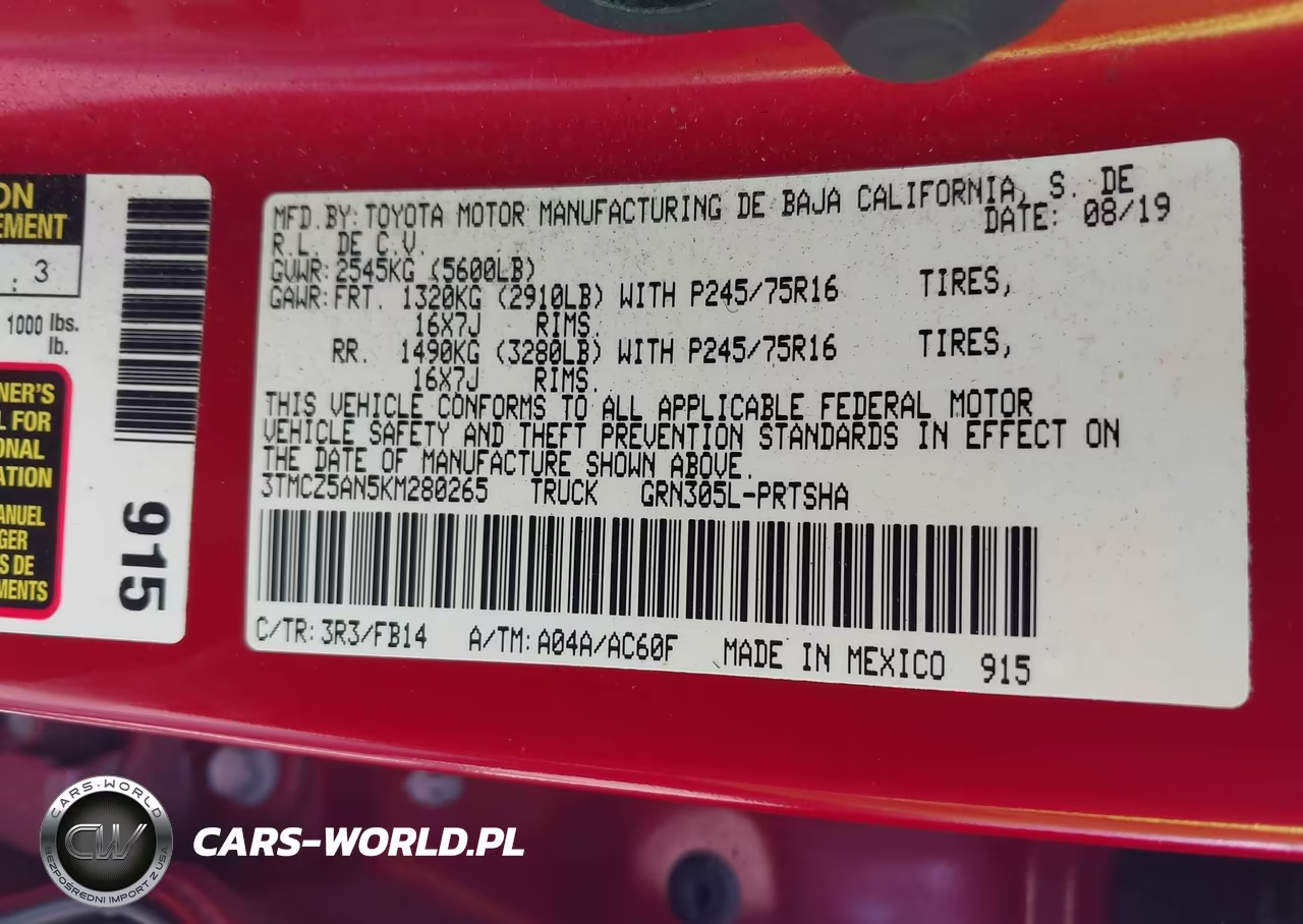 2019 Toyota Tacoma Sr V6 VIN:3TMCZ5AN5KM280265 - 9