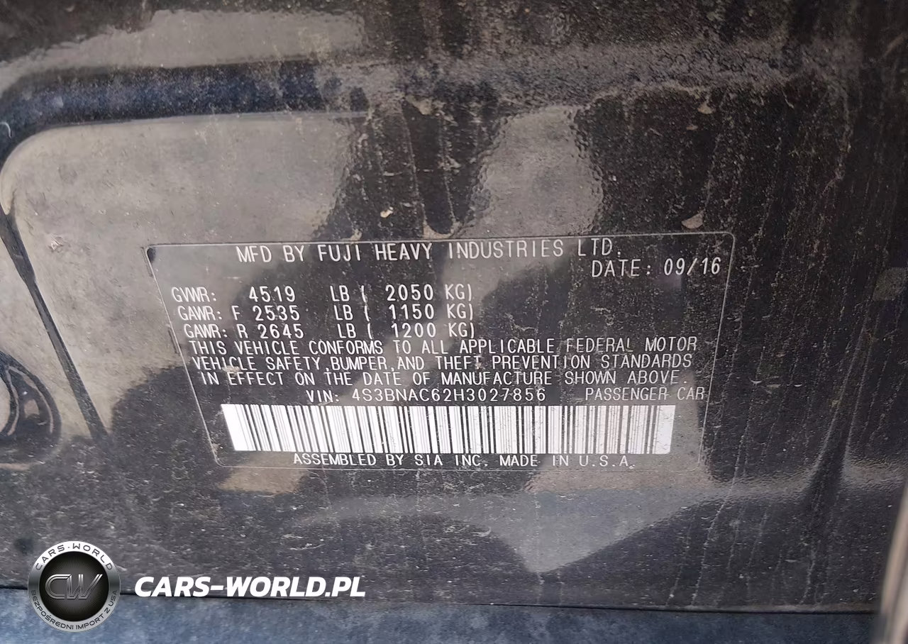 2017 Subaru Legacy 2.5I Premium VIN:4S3BNAC62H3027856 - 9