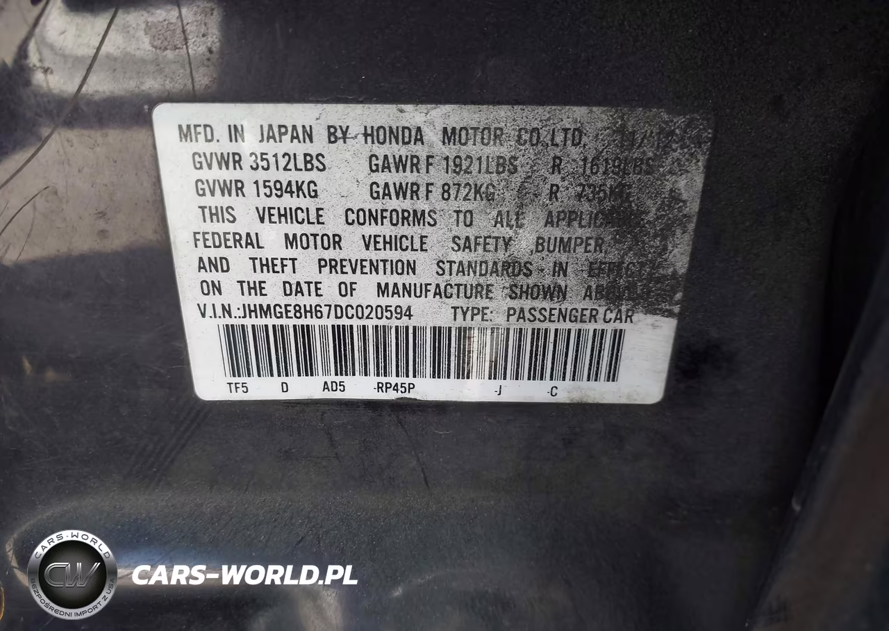 2013 Honda Fit Sport VIN:JHMGE8H67DC020594 - 9