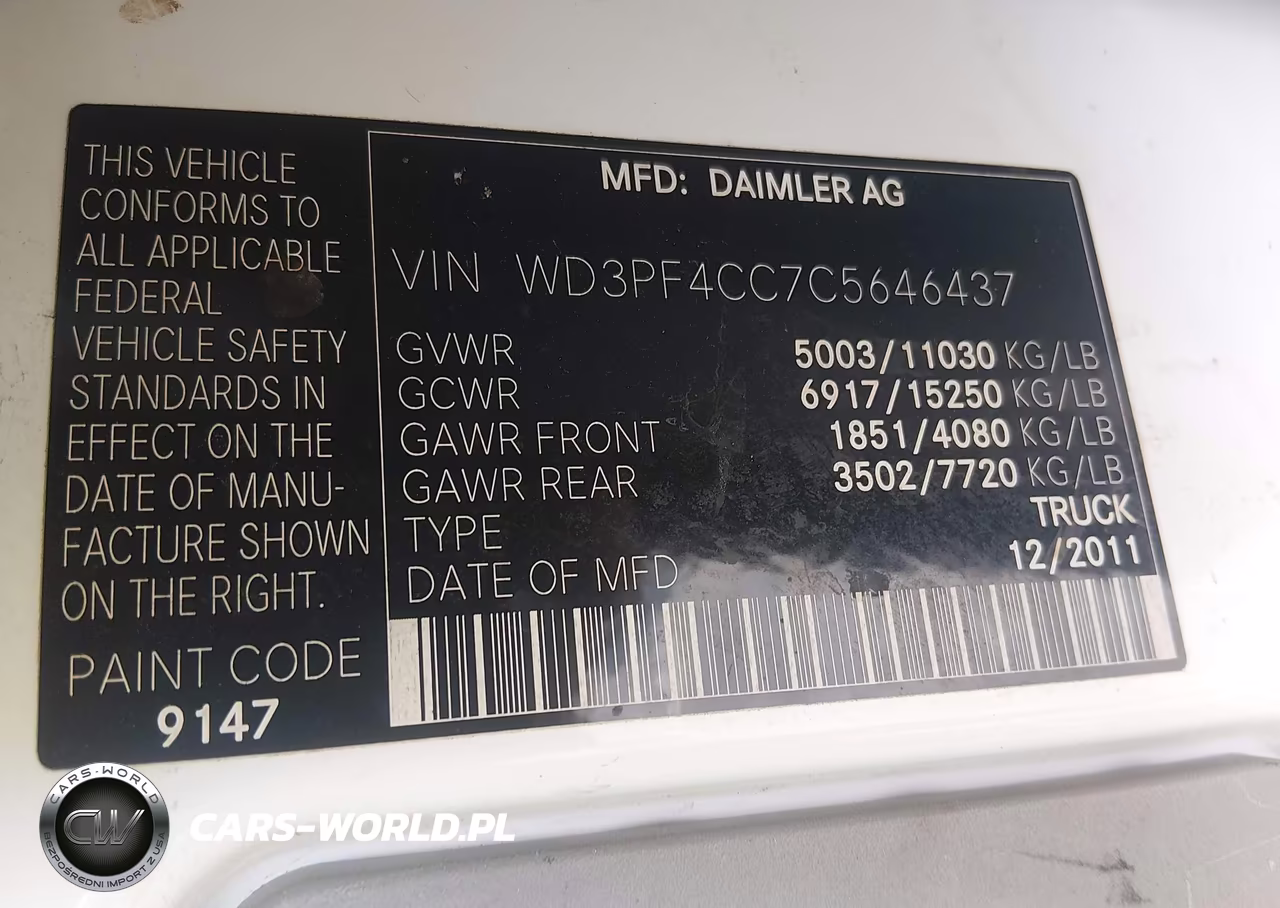 2012 Mercedes-Benz Sprinter 3500 High Roof VIN:WD3PF4CC7C5646437 - 8