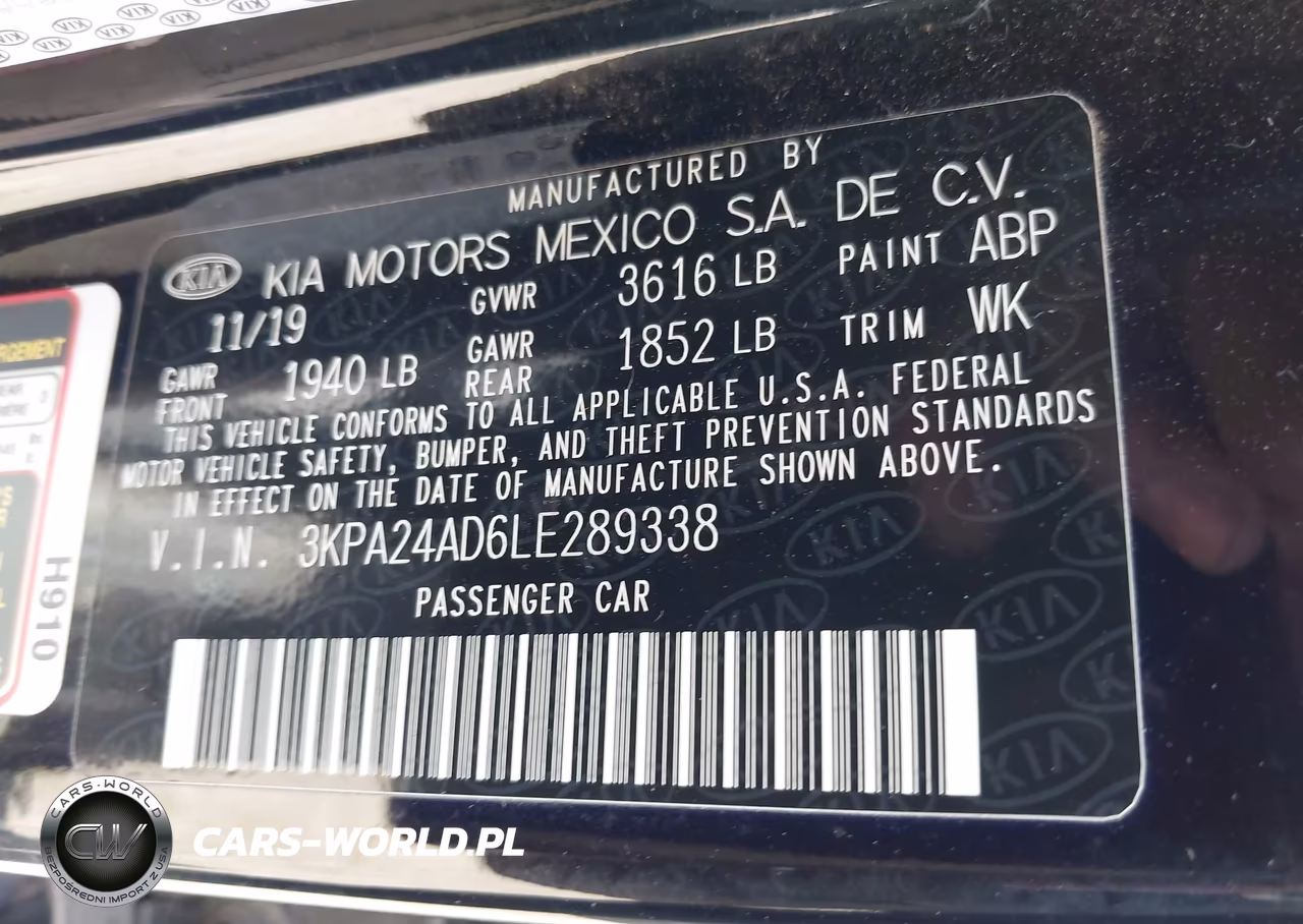 2020 Kia Rio Lx VIN:3KPA24AD6LE289338 - 9