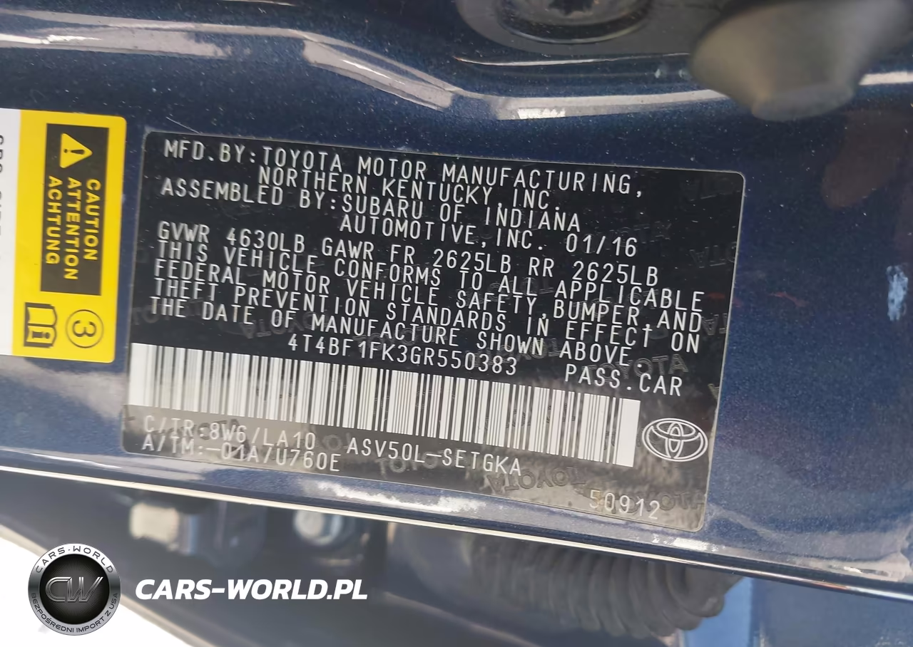 2016 Toyota Camry Xle VIN:4T4BF1FK3GR550383 - 9