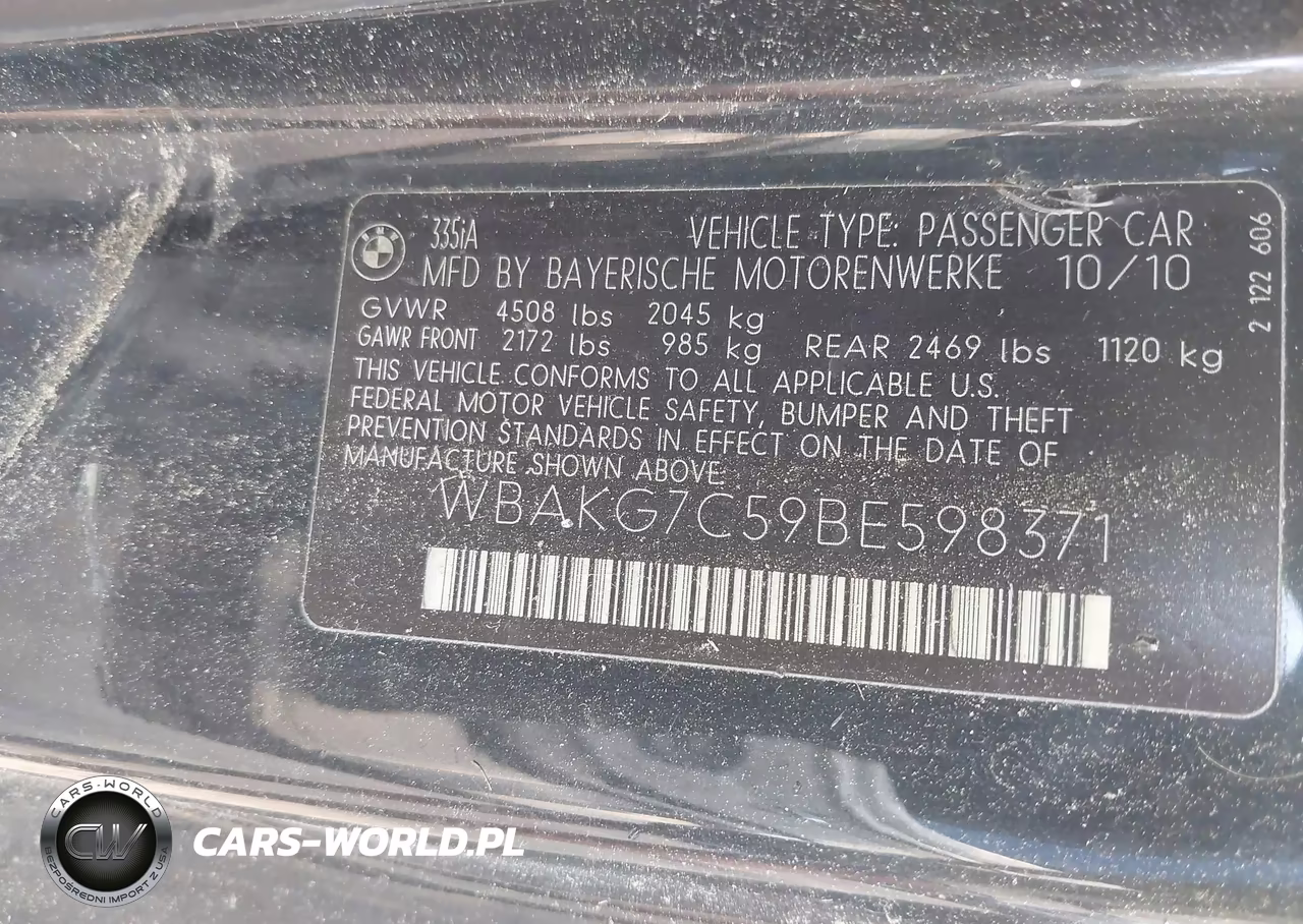 2011 BMW 335I VIN:WBAKG7C59BE598371 - 9