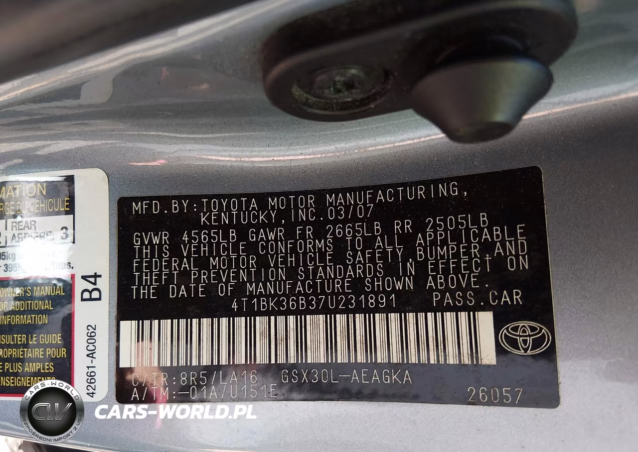 2007 Toyota Avalon Xls VIN:4T1BK36B37U231891 - 9