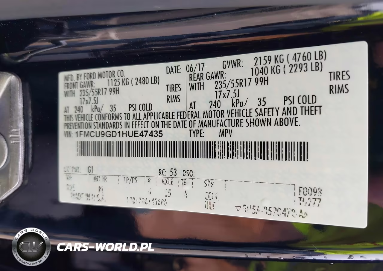 2017 Ford Escape Se VIN:1FMCU9GD1HUE47435 - 9