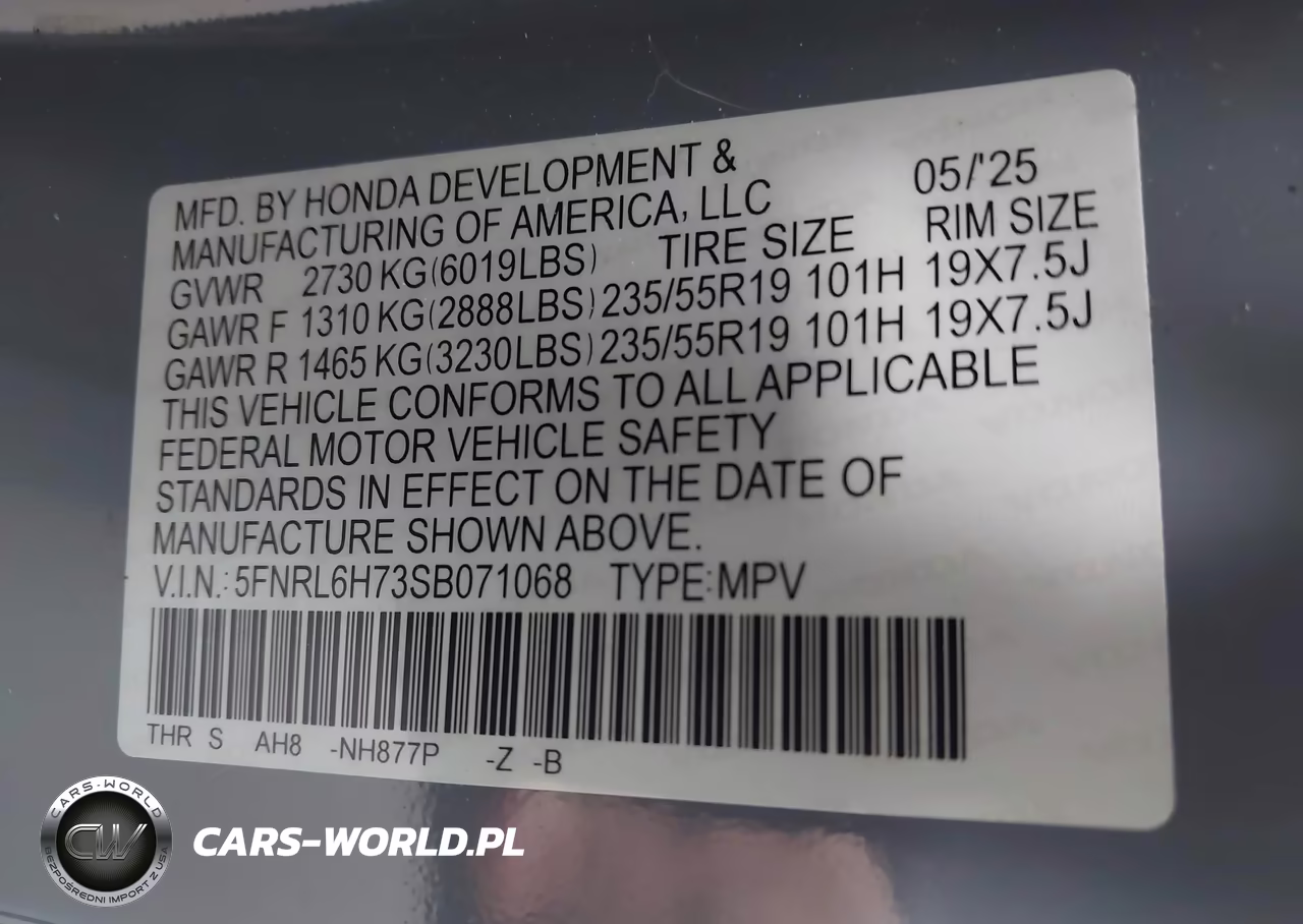 2025 Honda Odyssey Sport-L VIN:5FNRL6H73SB071068 - 9