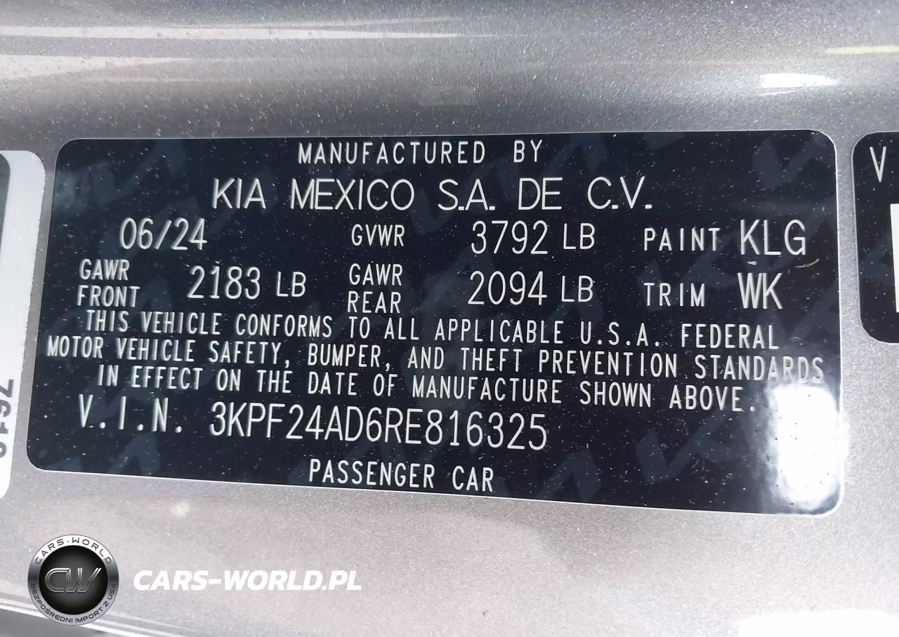 2024 Kia Forte Lxs VIN:3KPF24AD6RE816325 - 9