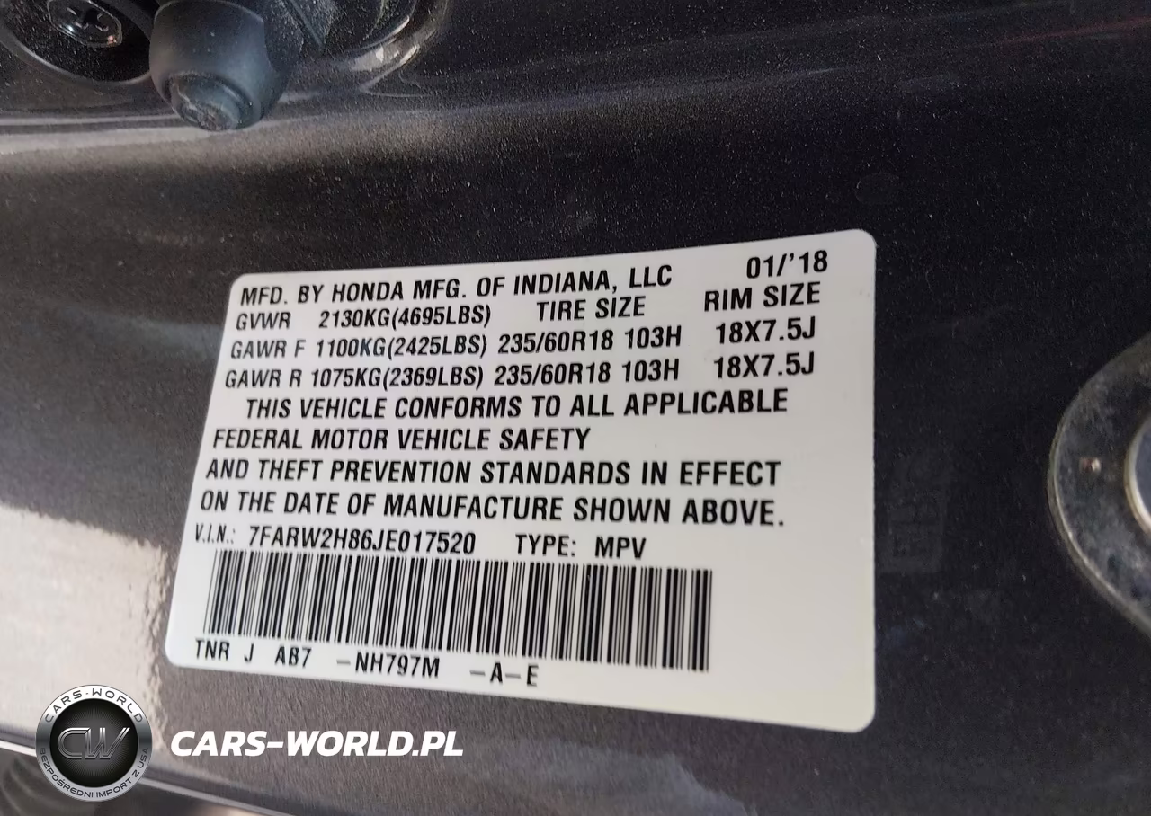 2018 Honda Cr-V Ex-L-Ex-L Navi VIN:7FARW2H86JE017520 - 9