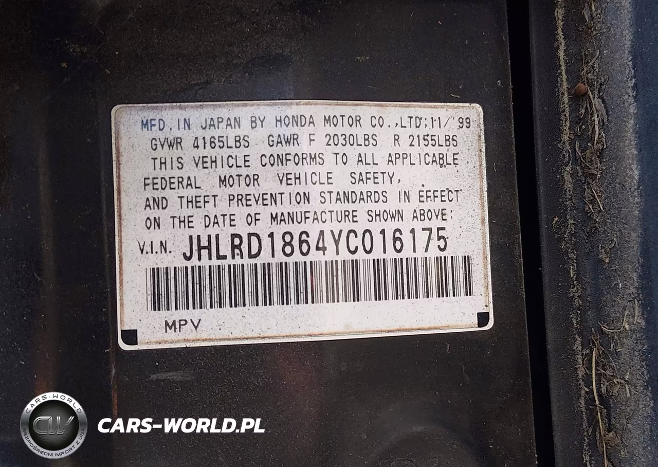 2000 Honda Cr-V Ex VIN:JHLRD1864YC016175 - 9