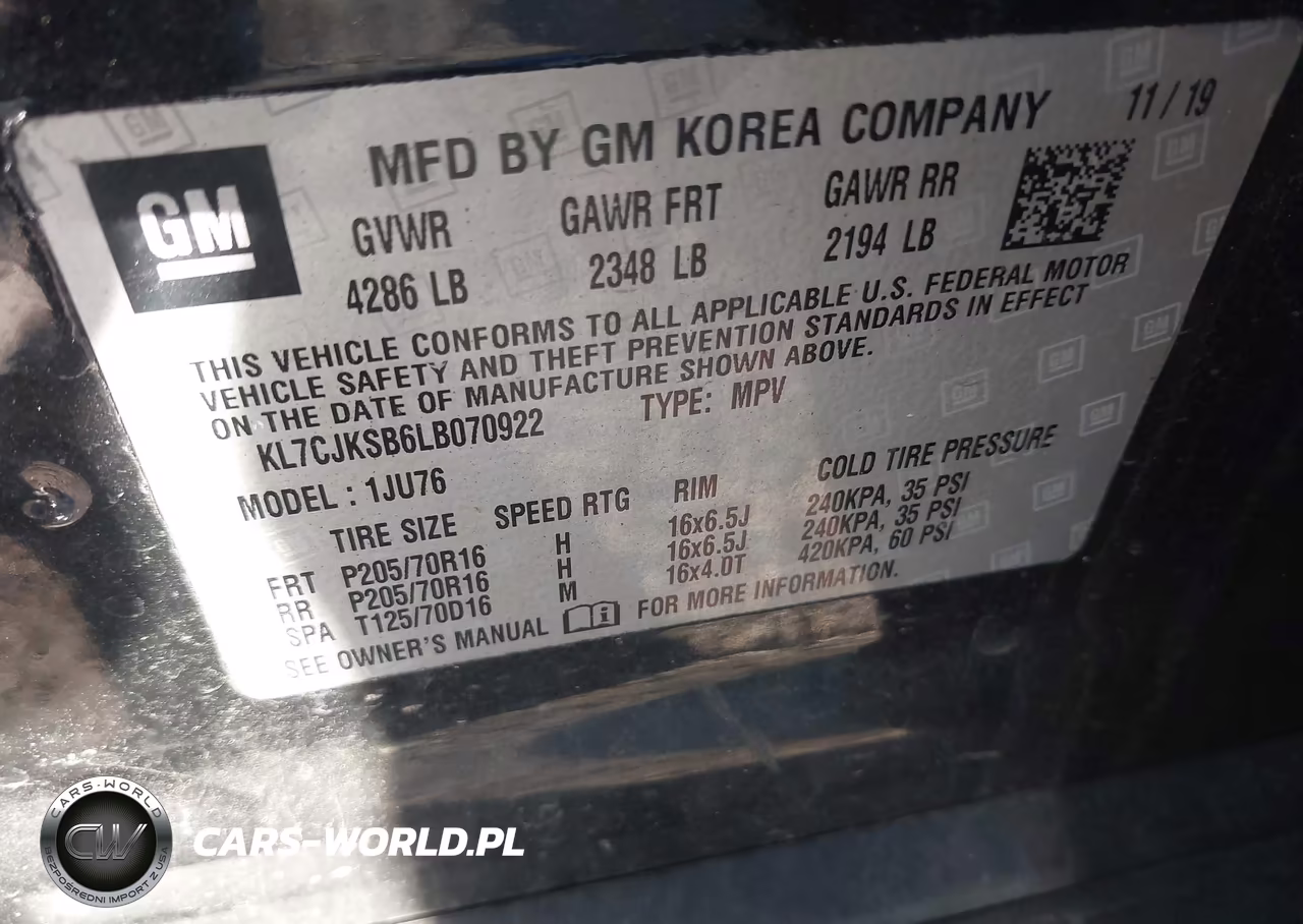 2020 Chevrolet Trax Fwd Ls VIN:KL7CJKSB6LB070922 - 9