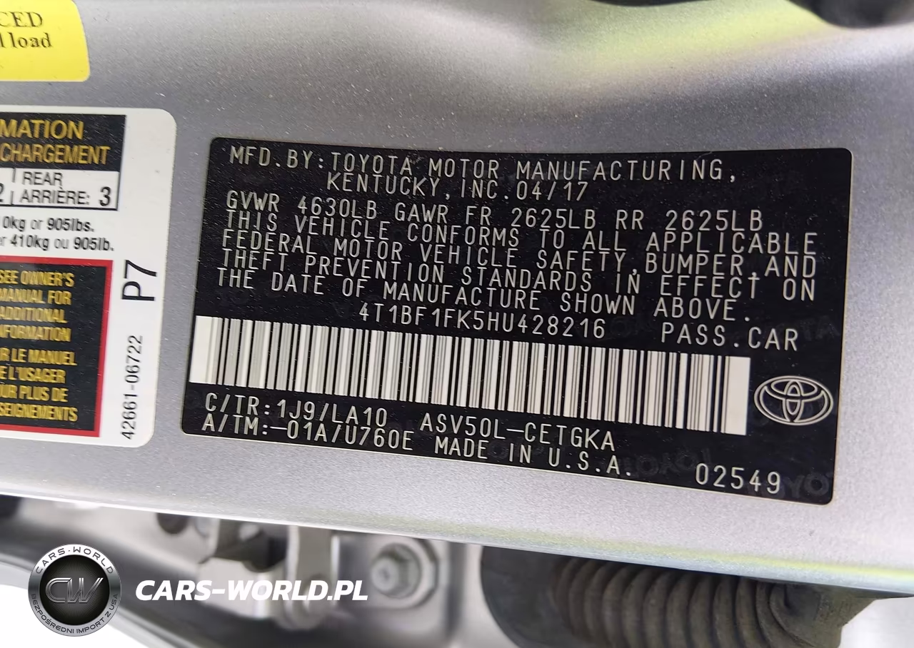 2017 Toyota Camry Xle VIN:4T1BF1FK5HU428216 - 9