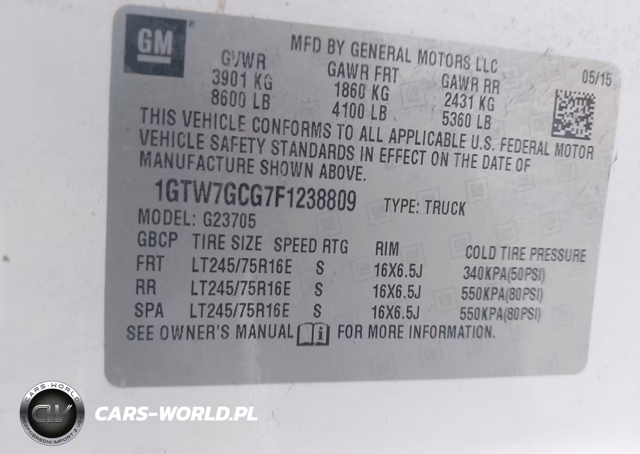 2015 GMC Savana 2500 Work Van VIN:1GTW7GCG7F1238809 - 9