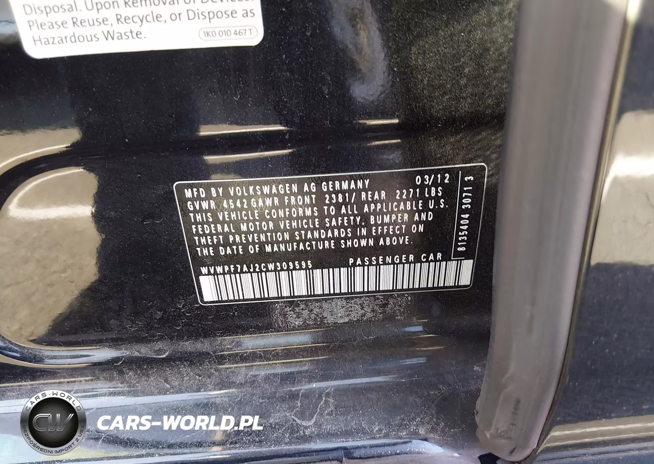 2012 Volkswagen Golf R 4-Door VIN:WVWPF7AJ2CW309595 - 9