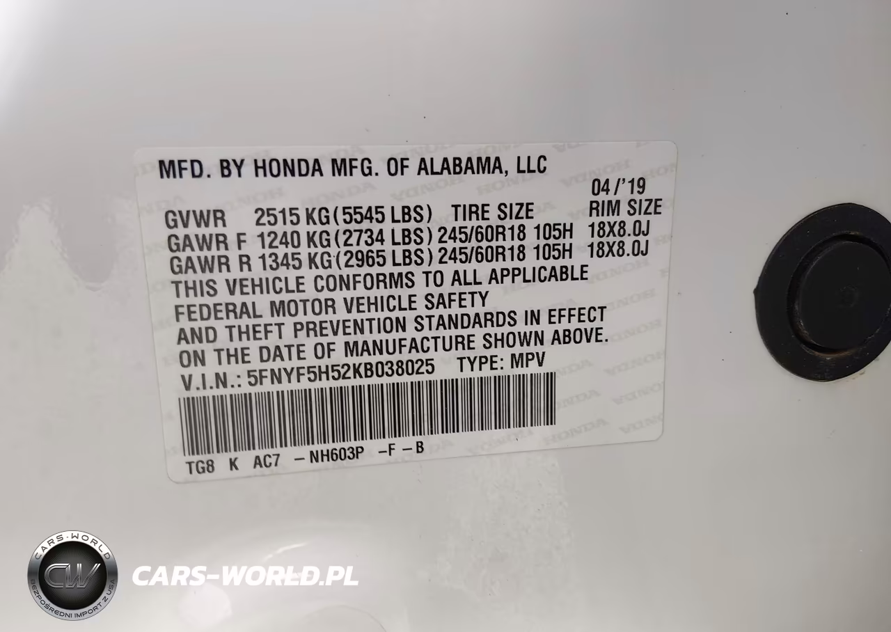 2019 Honda Pilot Ex-L VIN:5FNYF5H52KB038025 - 9