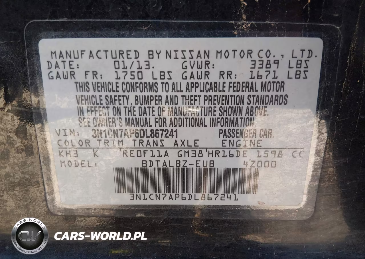 2013 Nissan Versa 1.6 Sv VIN:3N1CN7AP6DL867241 - 9
