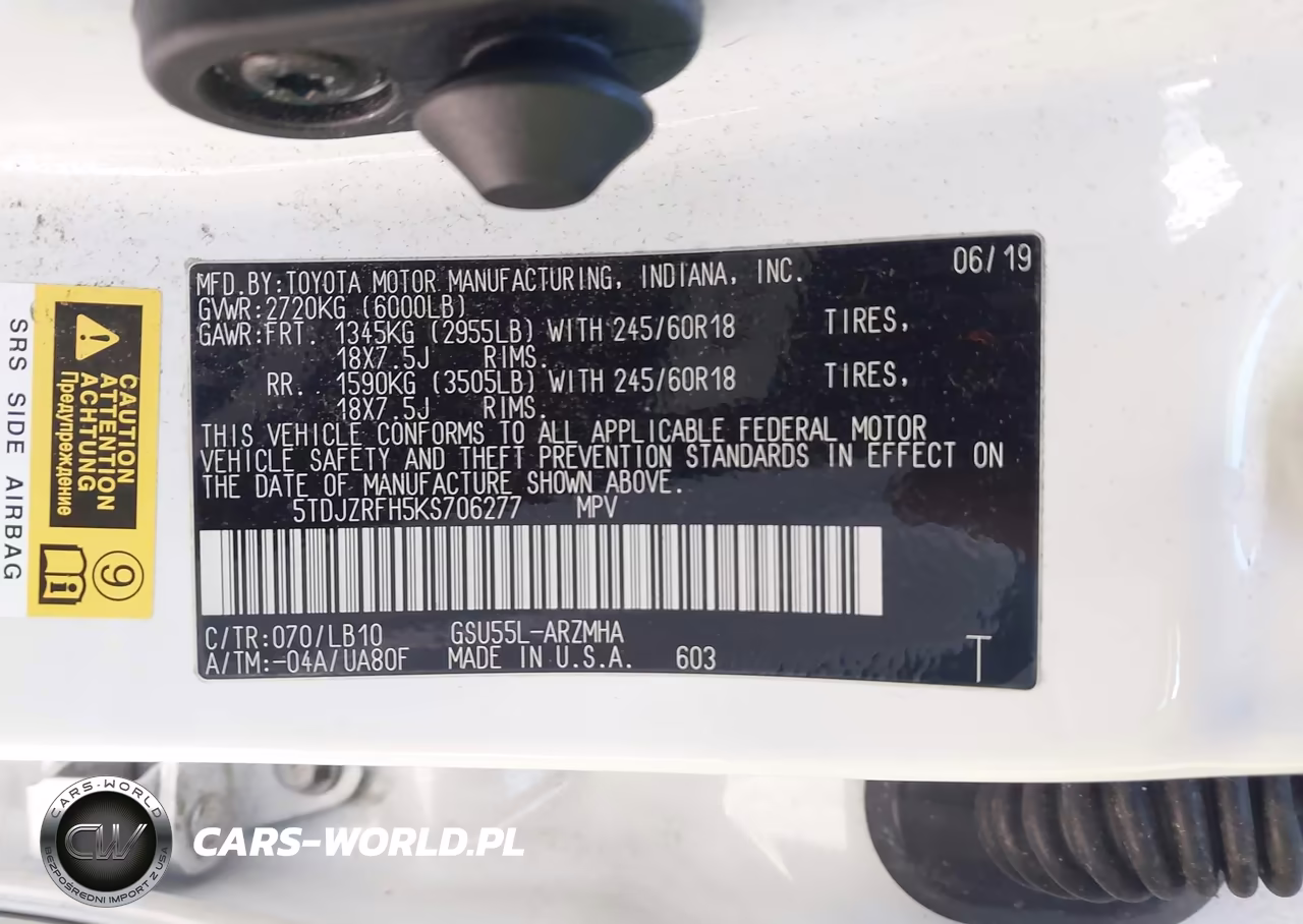 2019 Toyota Highlander Xle VIN:5TDJZRFH5KS706277 - 9