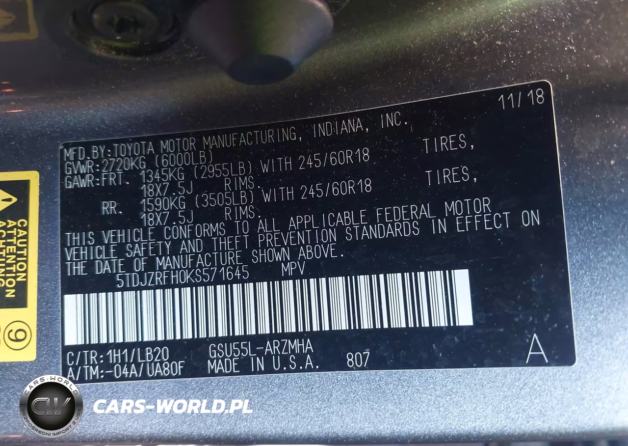 2019 Toyota Highlander Xle VIN:5TDJZRFH0KS571645 - 9