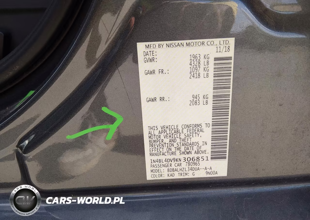 2019 Nissan Altima 2.5 Sv VIN:1N4BL4DV9KN306851 - 9