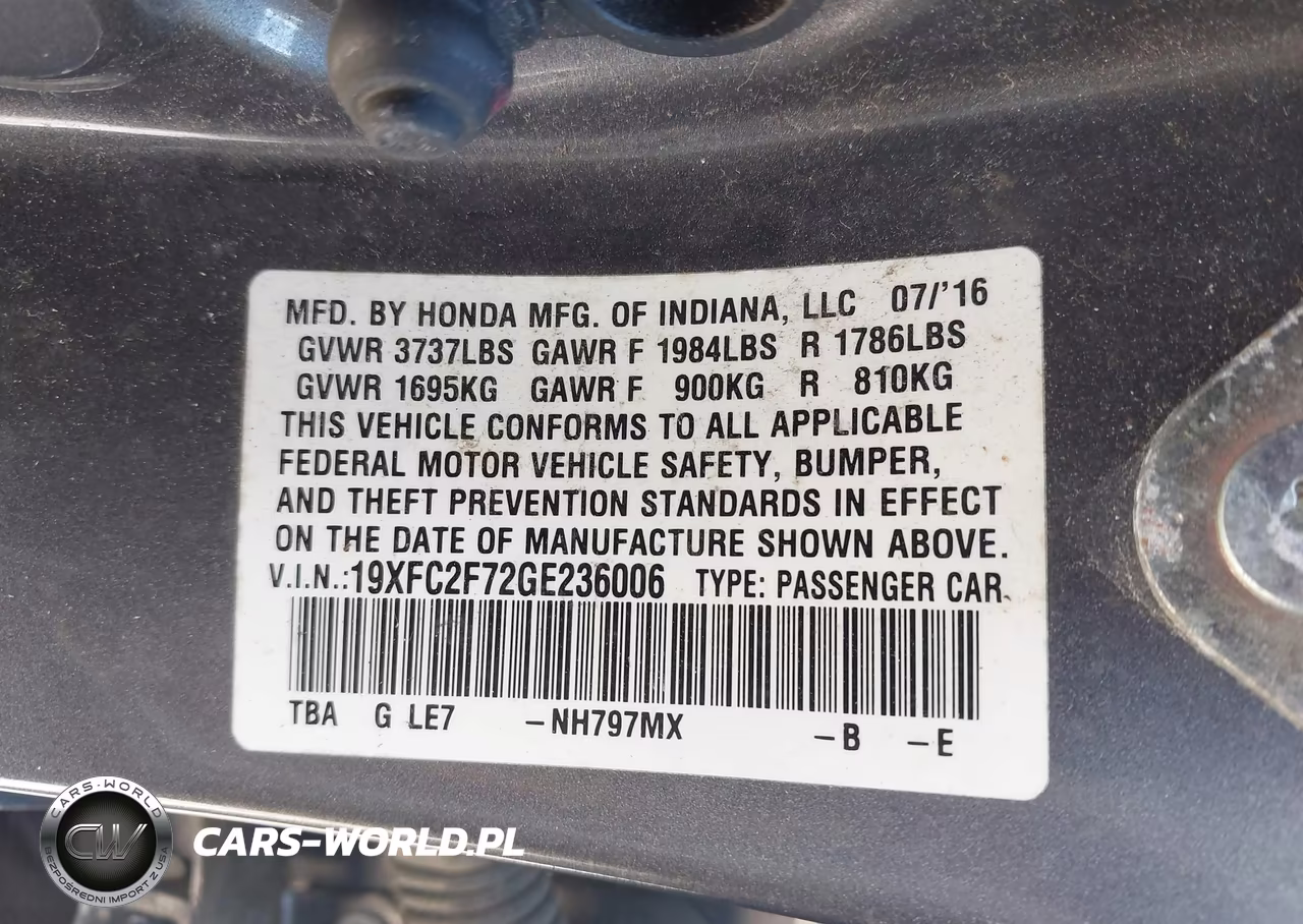 2016 Honda Civic Ex VIN:19XFC2F72GE236006 - 9
