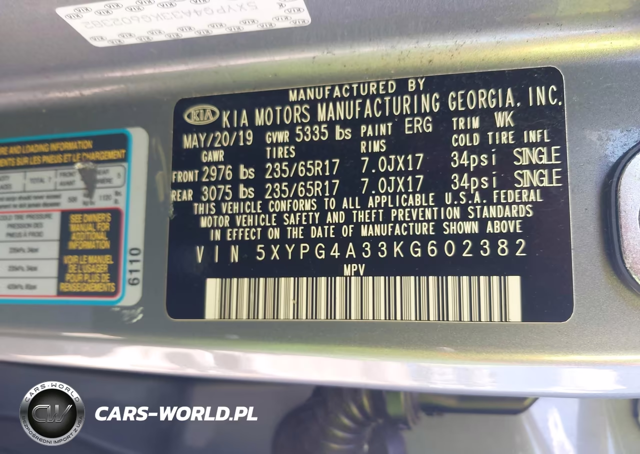 2019 Kia Sorento 2.4L L VIN:5XYPG4A33KG602382 - 9