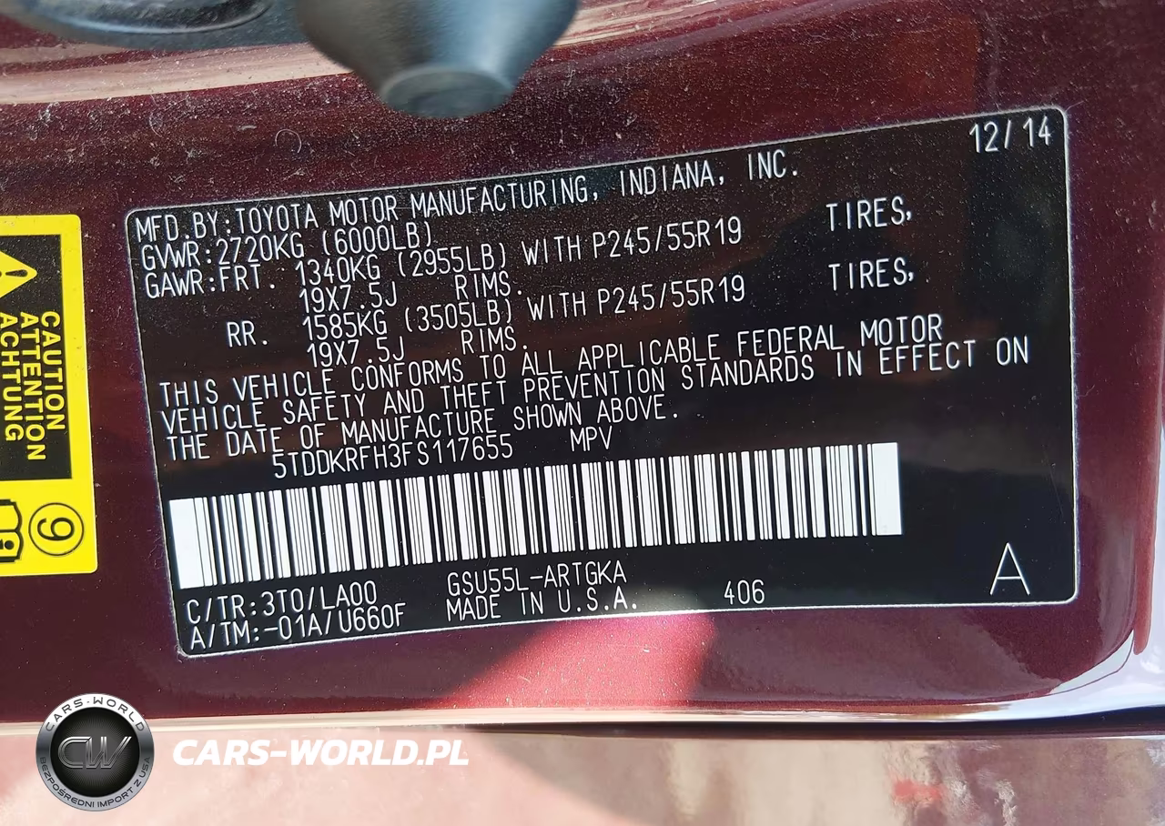 2015 Toyota Highlander Limited Platinum V6 VIN:5TDDKRFH3FS117655 - 9