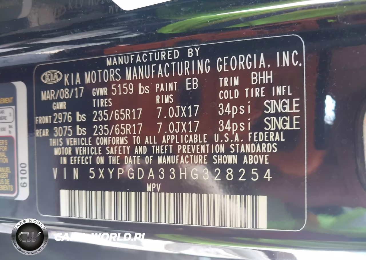 2017 Kia Sorento 2.4L Lx VIN:5XYPGDA33HG328254 - 9