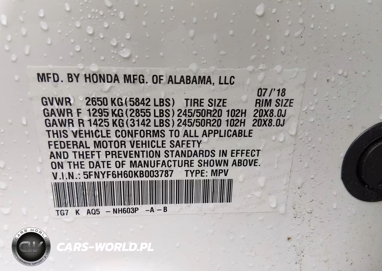 2019 Honda Pilot Touring VIN:5FNYF6H60KB003787 - 9