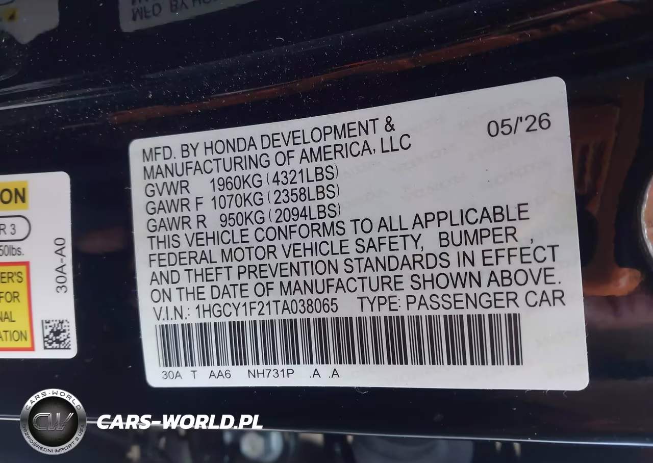 2026 Honda Accord Lx VIN:1HGCY1F21TA038065 - 9