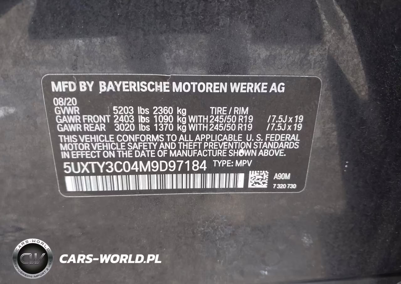 2021 BMW X3 Sdrive30I VIN:5UXTY3C04M9D97184 - 9
