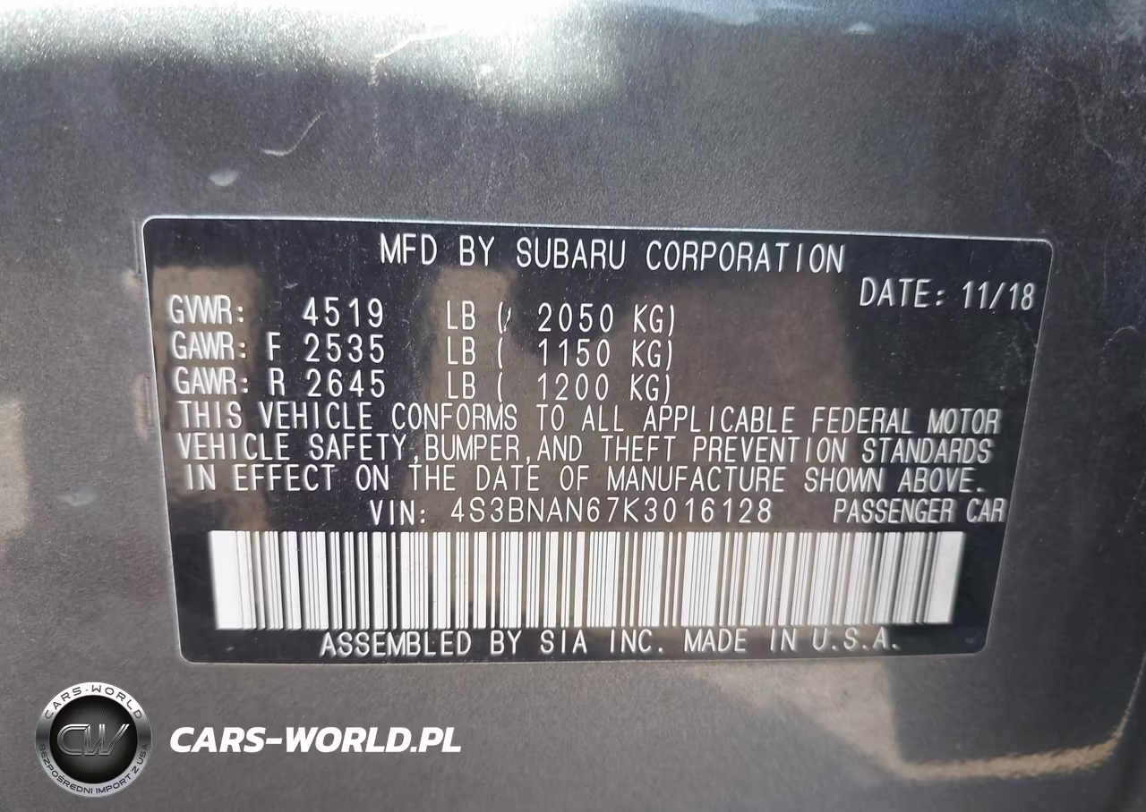 2019 Subaru Legacy 2.5I Limited VIN:4S3BNAN67K3016128 - 9