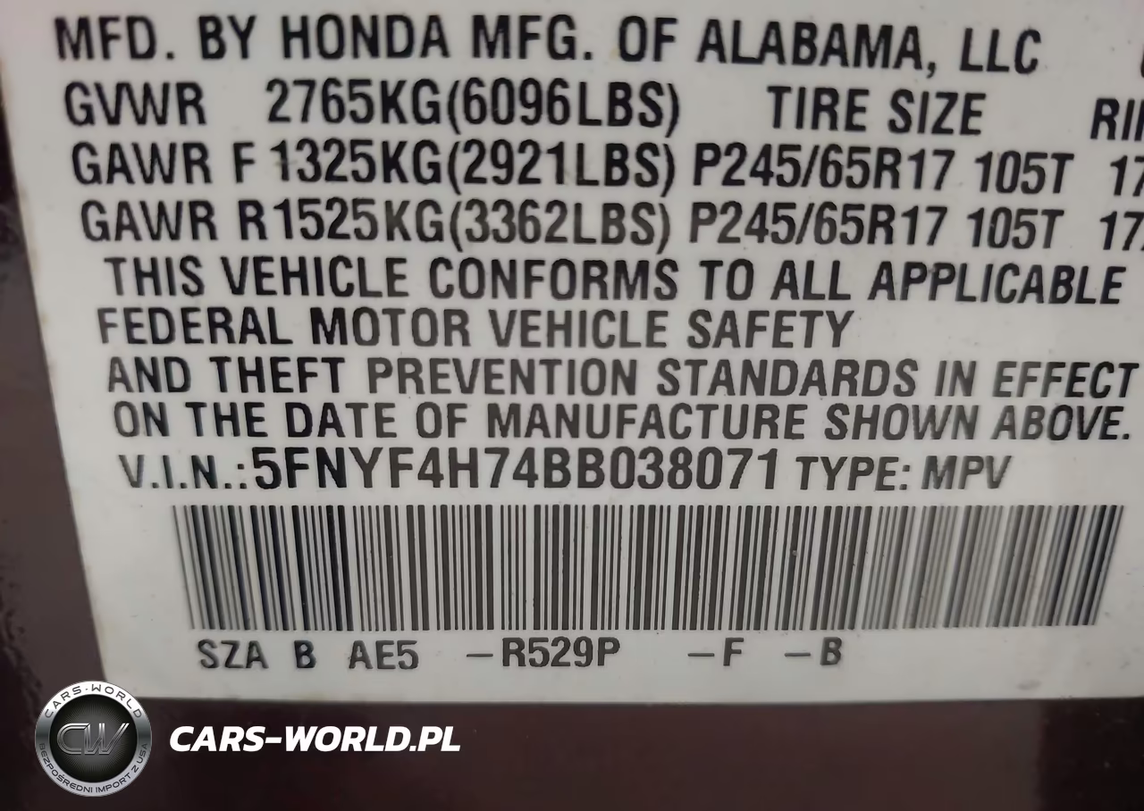 2011 Honda Pilot Ex-L VIN:5FNYF4H74BB038071 - 9