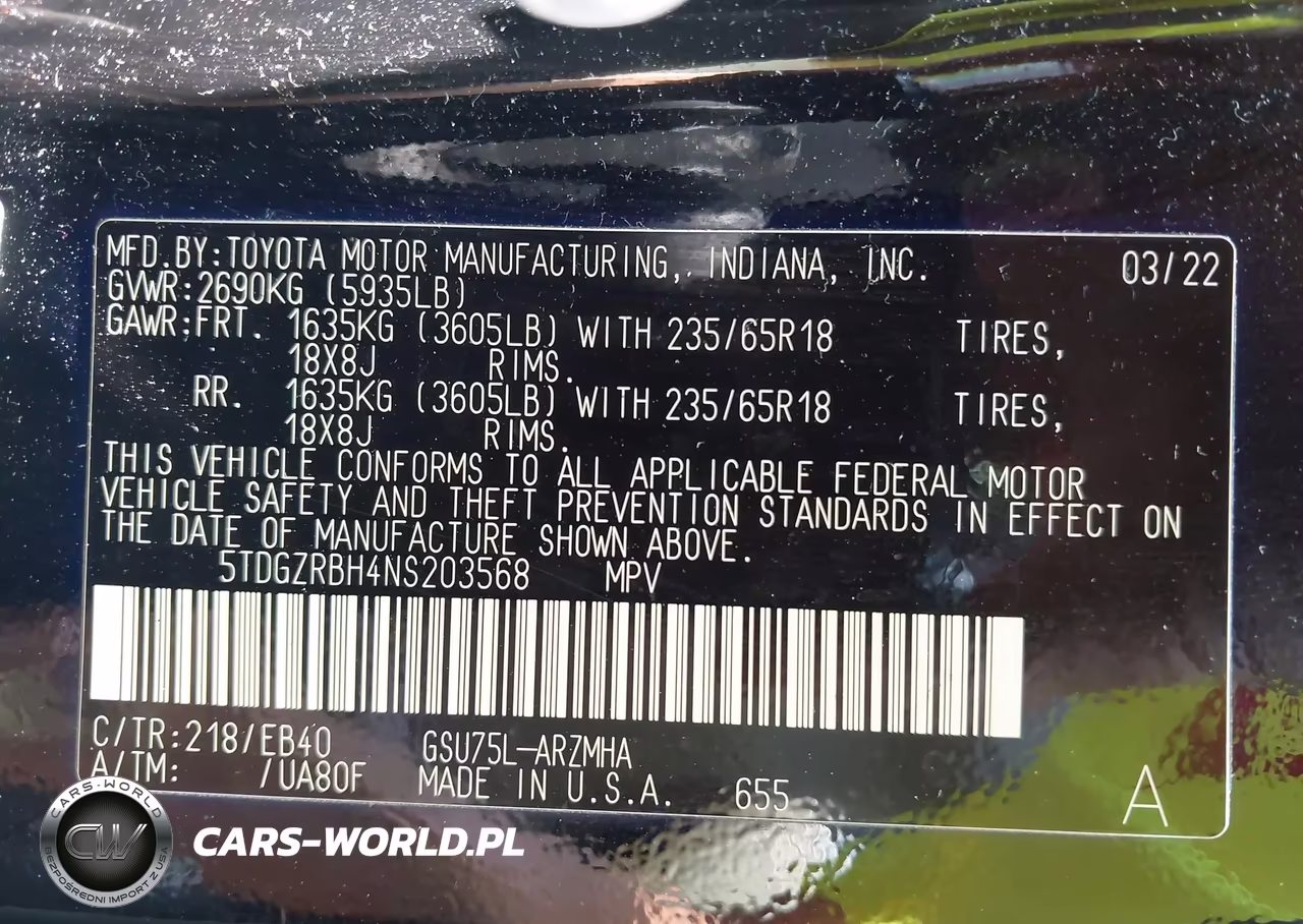 2022 Toyota Highlander Xle VIN:5TDGZRBH4NS203568 - 9