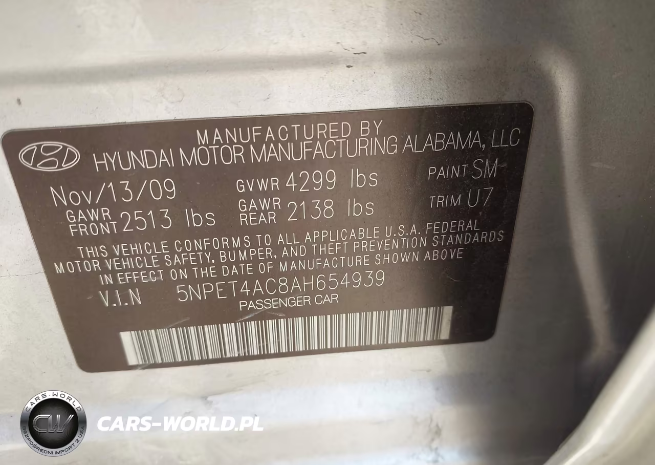 2010 Hyundai Sonata Gls VIN:5NPET4AC8AH654939 - 9