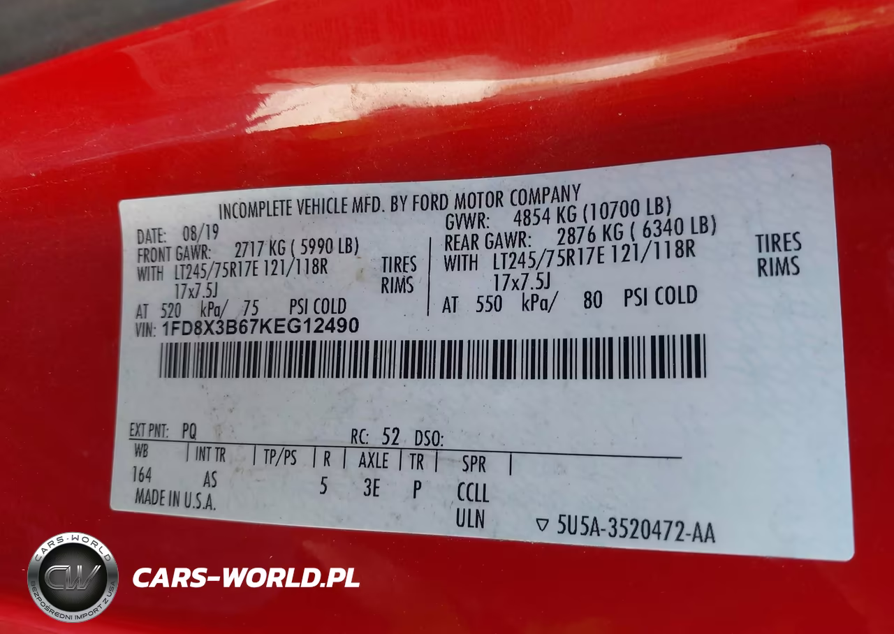 2019 Ford F-350 Xl VIN:1FD8X3B67KEG12490 - 9
