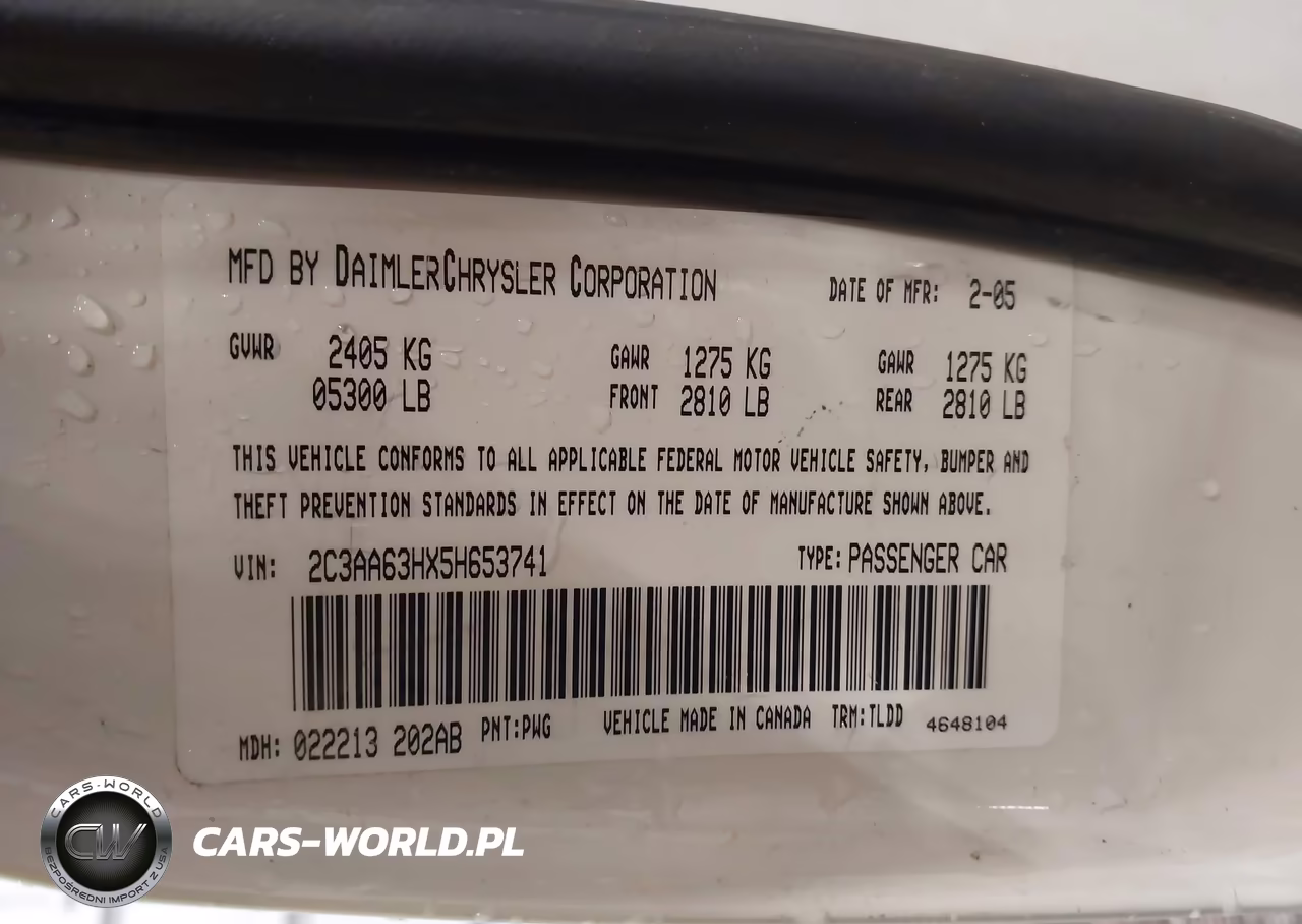 2005 Chrysler 300C VIN:2C3AA63HX5H653741 - 9
