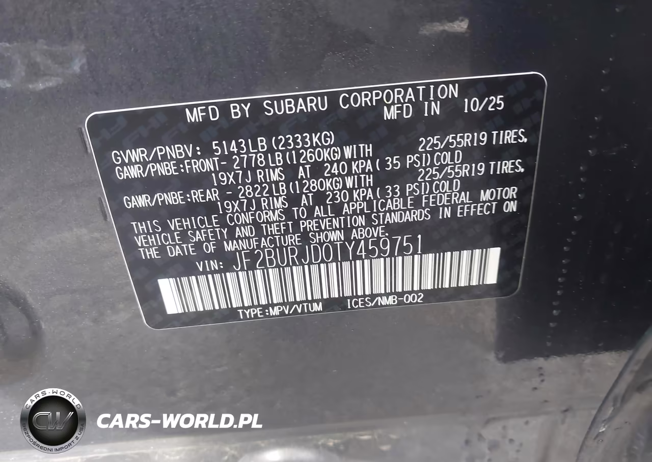 2026 Subaru Outback Touring Xt VIN:JF2BURJD0TY459751 - 9