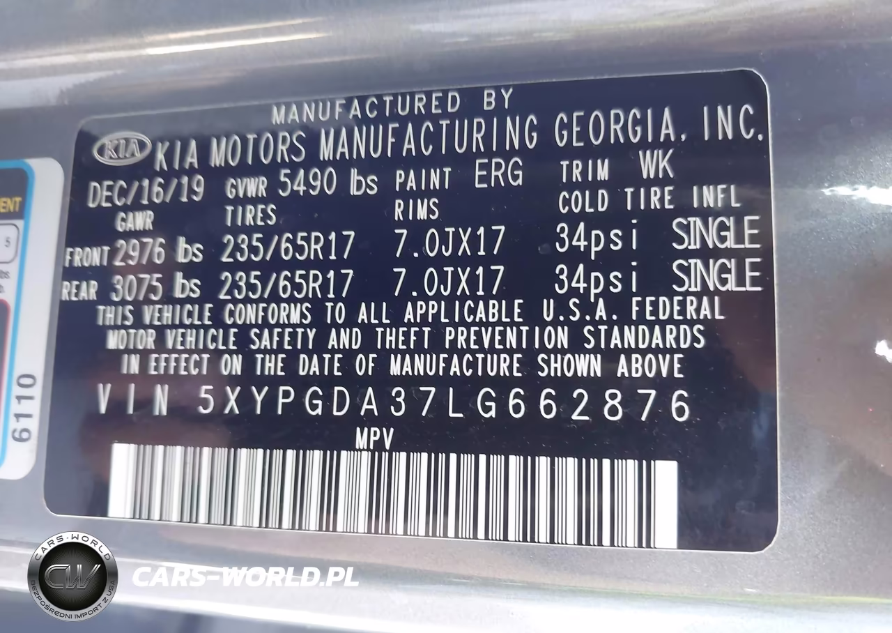 2020 Kia Sorento 2.4L Lx VIN:5XYPGDA37LG662876 - 9