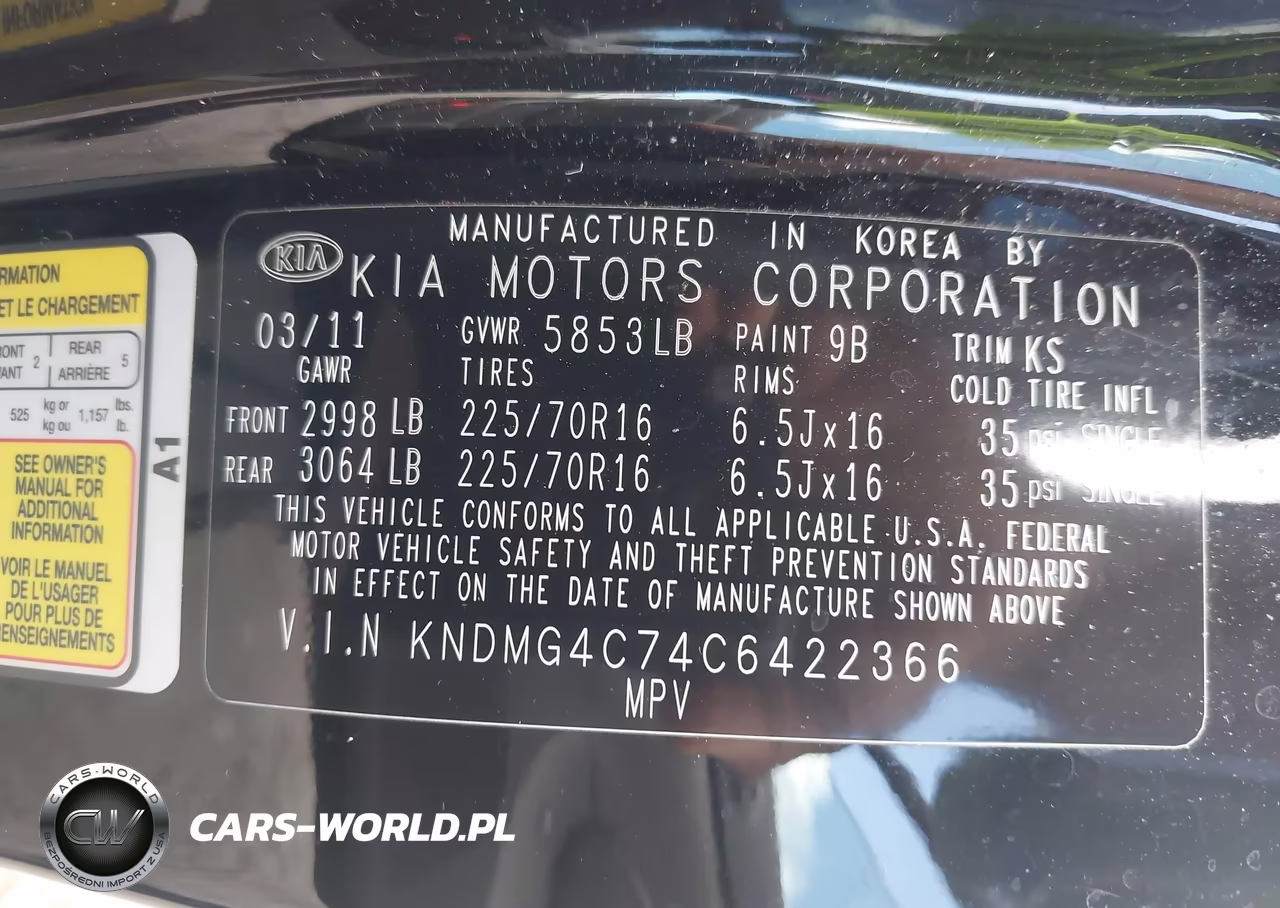 2012 Kia Sedona Lx VIN:KNDMG4C74C6422366 - 9