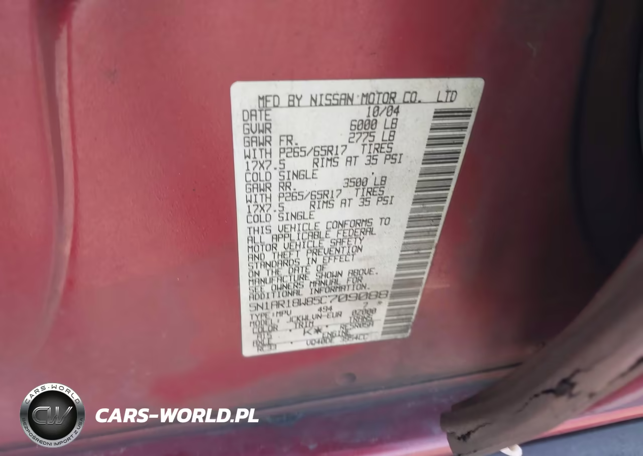 2005 Nissan Pathfinder Le VIN:5N1AR18W85C709088 - 9