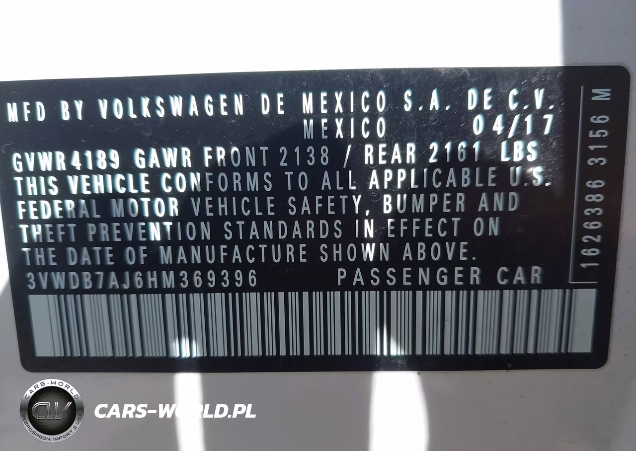 2017 Volkswagen Jetta 1.4T Se VIN:3VWDB7AJ6HM369396 - 9