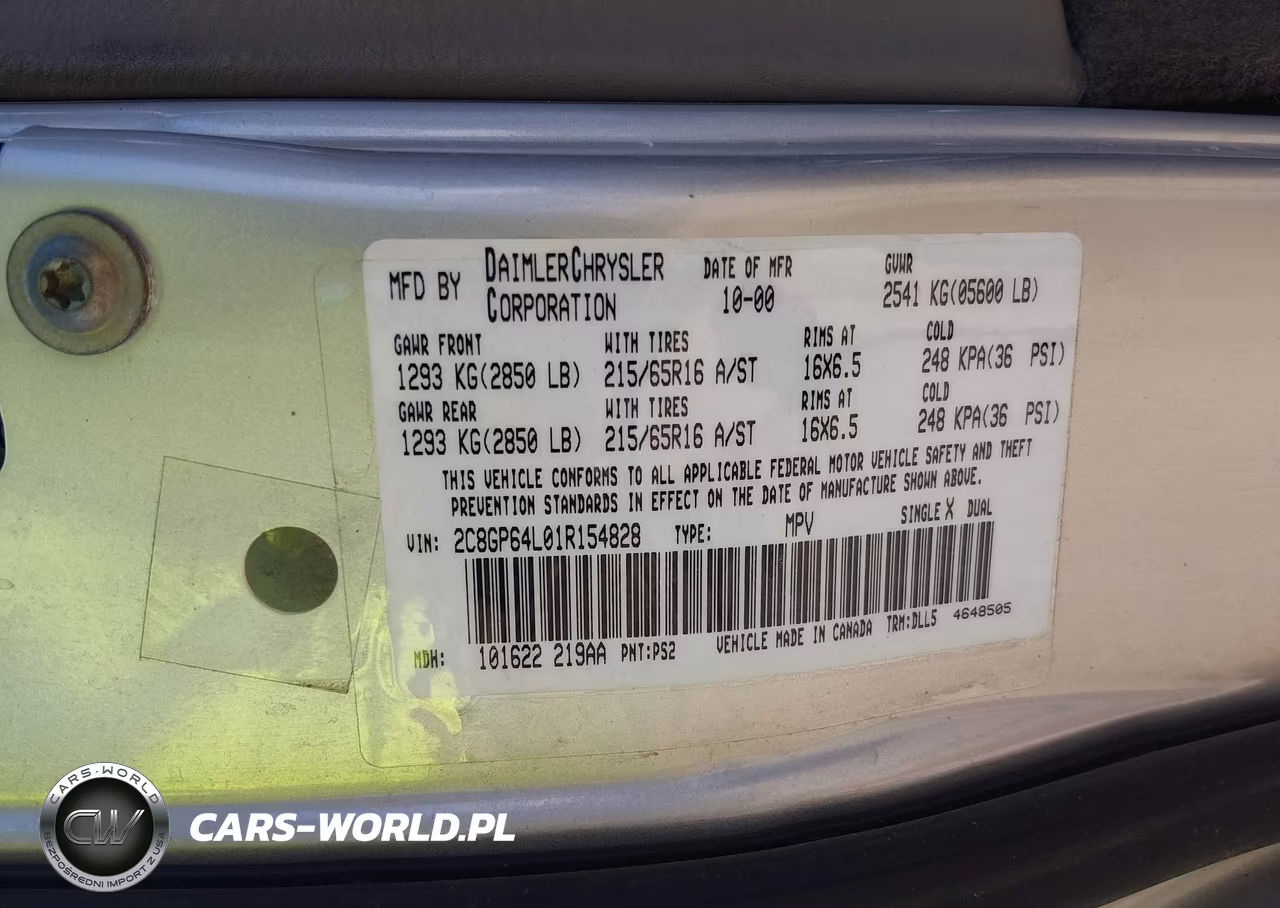 2001 Chrysler Town & Country Limited VIN:2C8GP64L01R154828 - 9