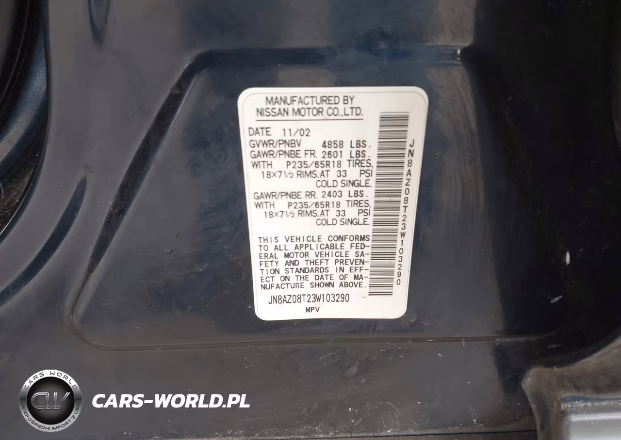 2003 Nissan Murano Sl VIN:JN8AZ08T23W103290 - 9
