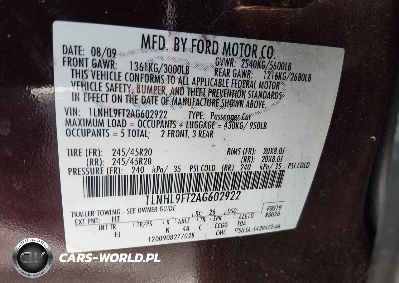 2010 Lincoln Mks Ecoboost VIN:1LNHL9FT2AG602922 - 9