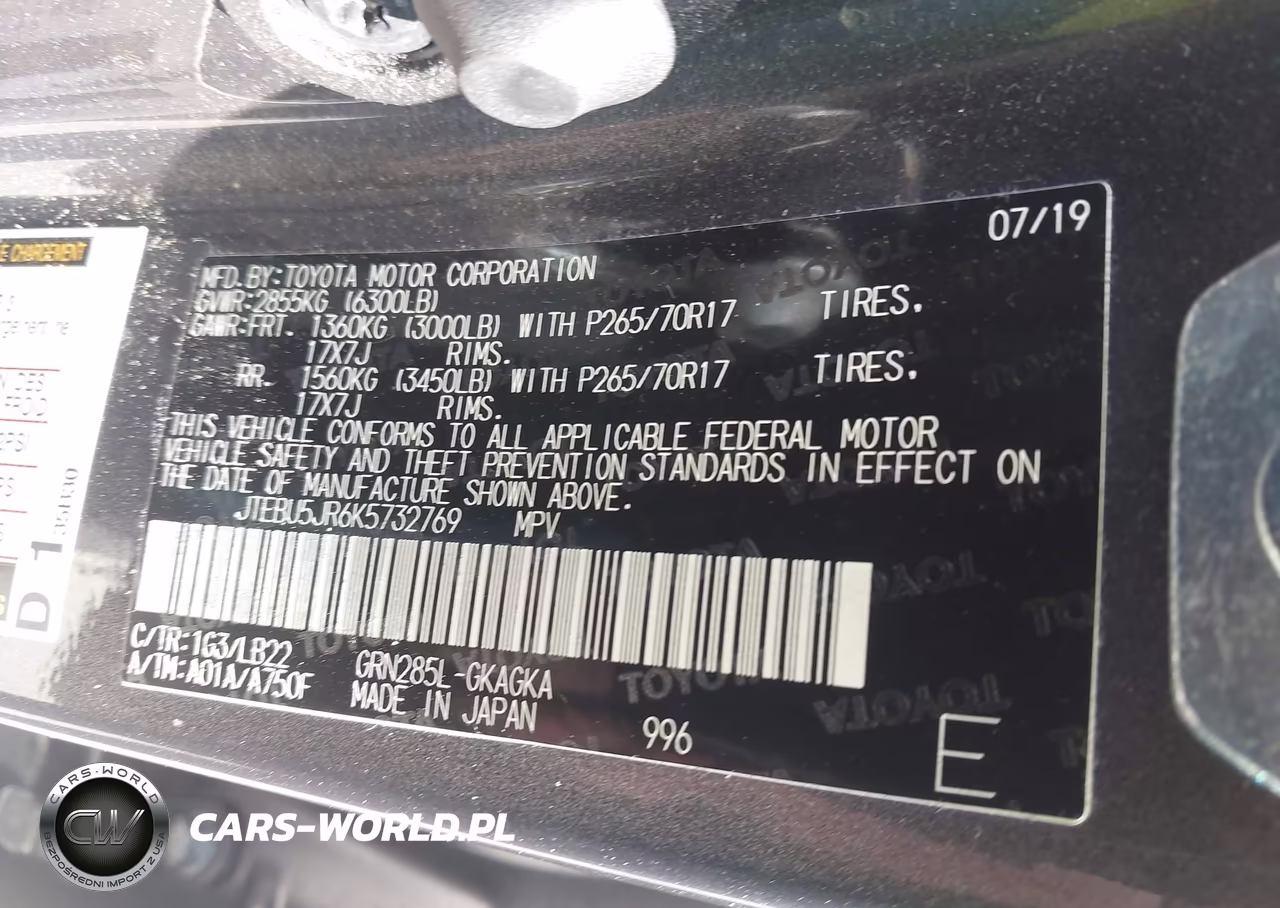 2019 Toyota 4Runner Sr5 Premium VIN:JTEBU5JR6K5732769 - 9