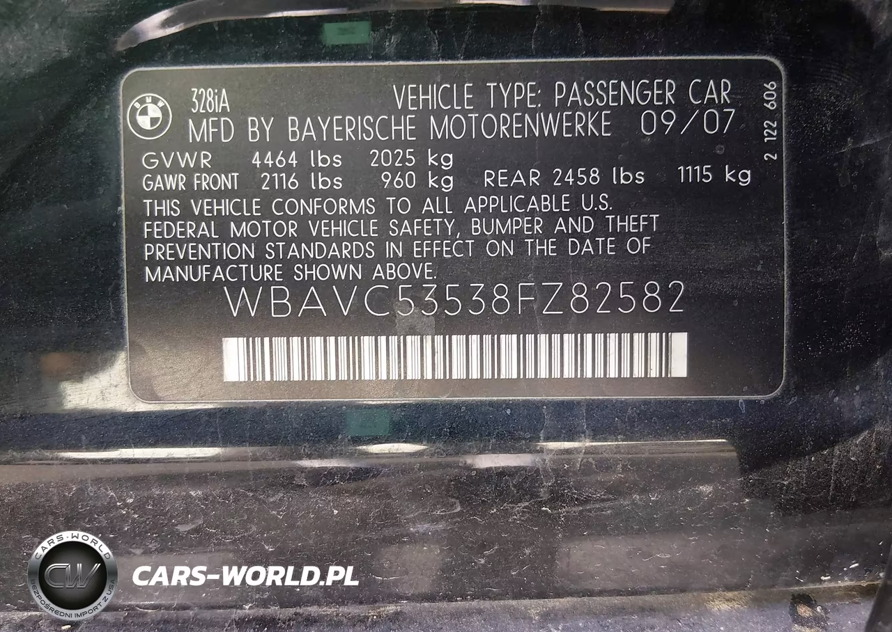 2008 BMW 328I VIN:WBAVC53538FZ82582 - 9