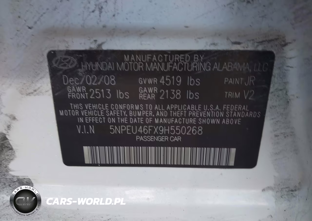 2009 Hyundai Sonata Limited V6 VIN:5NPEU46FX9H550268 - 9