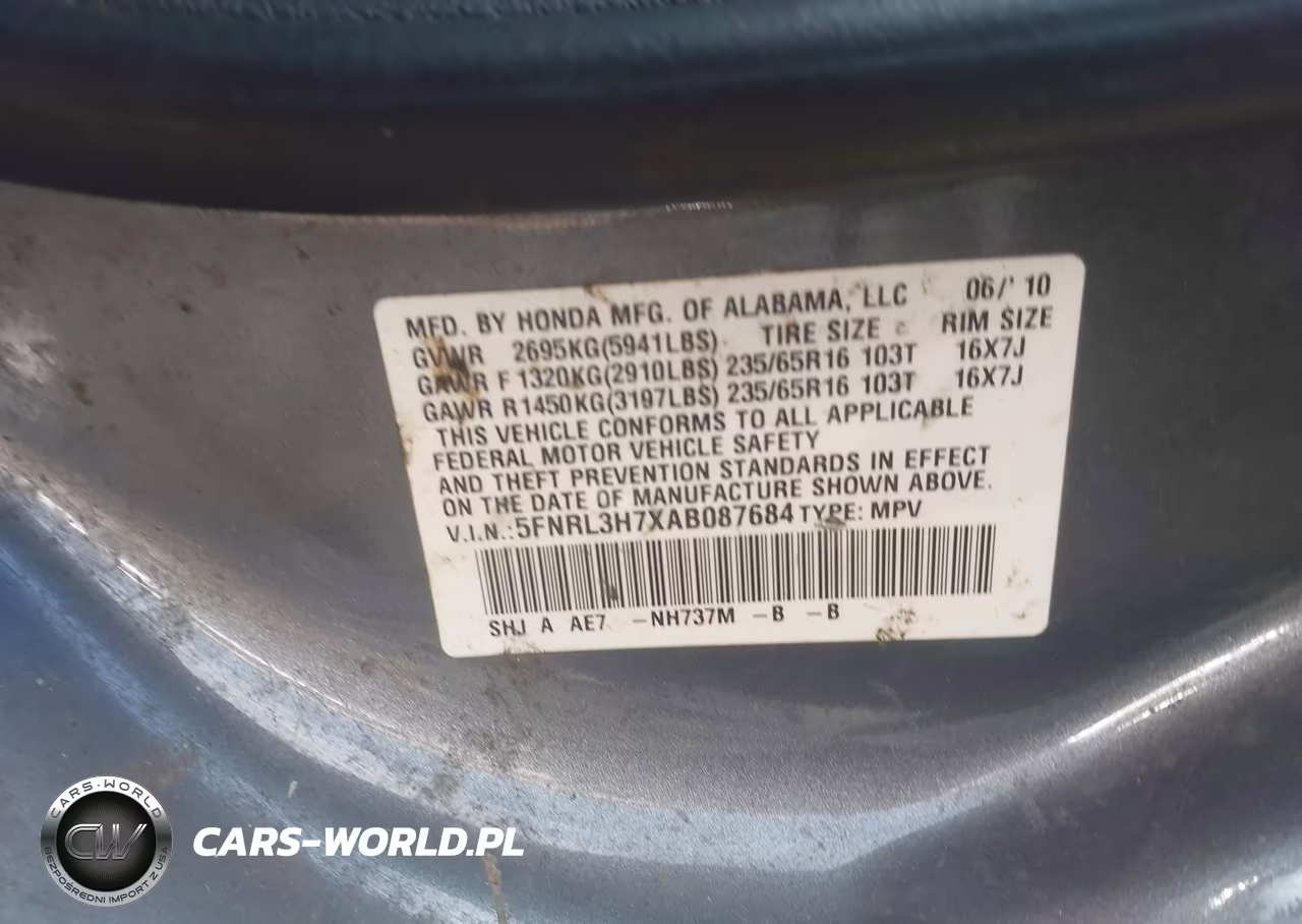2010 Honda Odyssey Ex-L VIN:5FNRL3H7XAB087684 - 9