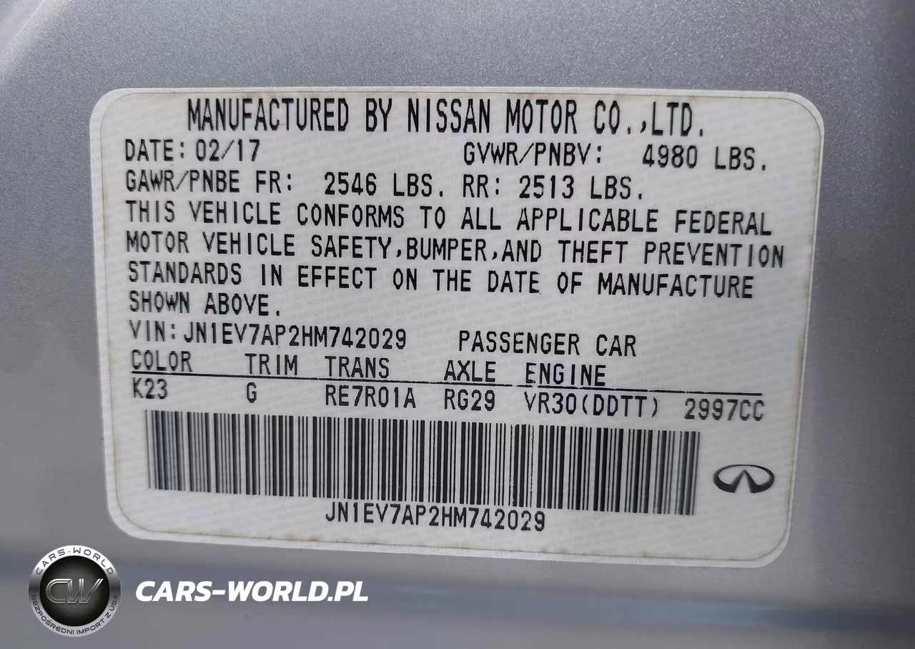 2017 Infiniti Q50 3.0T Premium VIN:JN1EV7AP2HM742029 - 9