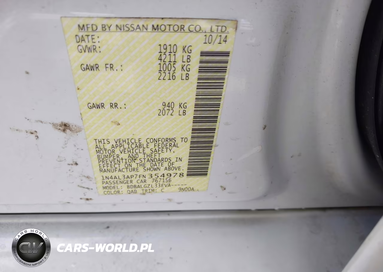 2015 Nissan Altima 2.5 S VIN:1N4AL3AP7FN354978 - 9