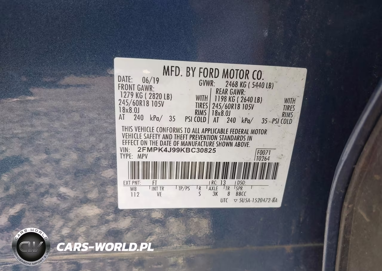 2019 Ford Edge Sel VIN:2FMPK4J99KBC30825 - 9